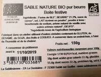Mängden socker i Sablé nature bio pur beurre