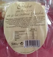 Mängden socker i Gâche au beurre et à la crème fraîche - 500 g - La Fournée Dorée