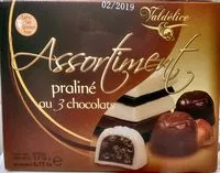 Mängden socker i Assortiment Praliné aux 3 Chocolats