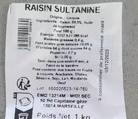 Mängden socker i Raisin sultanine