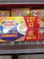 Mängden socker i Escalope cordon bleu goût poulet bacon (lot x3 dont 20% gratuit)