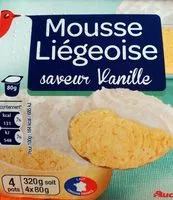 Mängden socker i AUCHAN COEUR mousse liégeoise vanille 4X80G