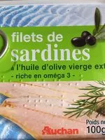Mängden socker i Filets de Sardines à l'huile d'olive Vierge Extra