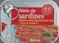 Mängden socker i Filets de sardines sauce tomate petits légumes - sans huile