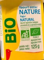 Mängden socker i Yaourts entier NATURE issu de l'agriculture biologique