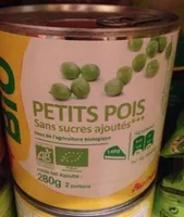 Mängden socker i Petits pois biologiques sans sucres ajoutés*