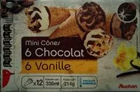 Mängden socker i Auchan mini-cônes 6 vanille 6 chocolat