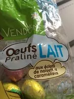Mängden socker i Œufs Pralinés Lait aux éclats de noisettes caramélisées