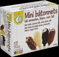 Mängden socker i Mini bâtonnets lait amandes, blanc, noir, lait