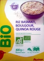 Mängden socker i Riz basmati, boulgour, quinoa rouge issus de l'agriculture biologiqueIT- BIO- 007Agriculture UE / non UE