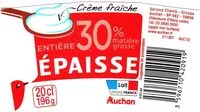 Mängden socker i Crème entière épaisse30% Mat. Gr.