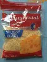 Mängden socker i Emmental râpésel réduit de 30%**par rapport à un emmental râpé standard du marché