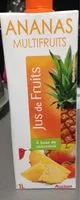 Mängden socker i JUS ANANAS MULITFRUITS A BASE DE CONCENTRETeneur en fruits 100%Riche en vitamine CSans sucres ajoutés**Comme tous les jus de fruits, contient les sucres naturellement présents dans les fruits.