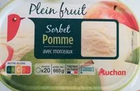 Mängden socker i Plein fruit - sorbet pomme - avec morceaux