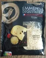Mängden socker i Emmental Dégustation - Lait de Franche-Comté - Râpé