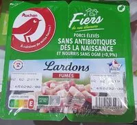 Mängden socker i lardons fumés - Porcs élevés sans antibiotiques et nourris sans OGM (<0.9%)