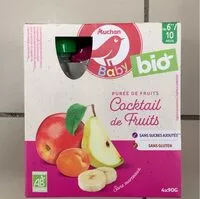 Mängden socker i Auchan Baby Bio - Purée de fruits - Cocktail de fruits