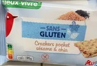 Mängden socker i Mini crackers sans gluten sésame chia 3 x 35g