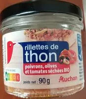 Mängden socker i Rillettes de Thon, poivrons, olives et tomates séchées BIO 90g