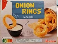 Mängden socker i Onion rings* et sauce aïoli *rondelles d'oignons panées