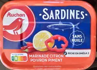 Mängden socker i AUCHAN SARDINES MARINADE CITRON POIVRON PIMENT - SANS HUILE 135g