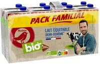 Mängden socker i Auchan bio lait demi ecreme origine france solidaires pour soutenir nos producteurs 8x1l