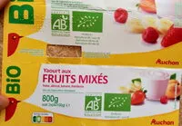 Mängden socker i Yaourt aux fruits mixés BIO fraise abricot banane framboise