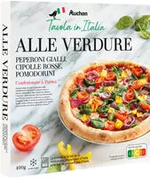 Mängden socker i Alle verdure - Poivrons jaunes, oignons rouge, tomates ceriseLa tomate et le lait de la mozzarella proviennent d'Italie et le blé ne provient pas d'Italie.