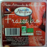 Mängden socker i Alti Flore sorbet fraise bio