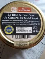 Mängden socker i bloc de foie gras de canard du Sud ouest