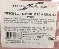 Mängden socker i Jambon cuit supérieur