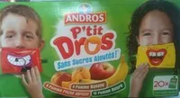 Mängden socker i Andros - P'tit Dros (4 Pomme Banane, 6 Pomme Pêche Abricot, 10 Pomme Nature)