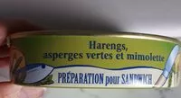 Mängden socker i Préparation pour sandwich Harengs, asperges vertes et mimolette