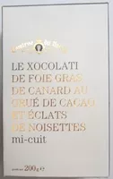 Mängden socker i Le xocolati de foie gras de canard au grué de cacao et éclats de noisettes mi-cuit