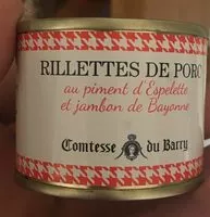 Mängden socker i Rillette de porc au piment d'espelette et jambon de bayonne