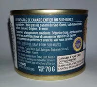 Mängden socker i foie gras entier du Sud Ouest