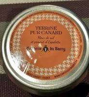 Mängden socker i Terrine pur canard, fleur de sel et piment d'spelette