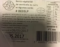 Mängden socker i Bento vegetarien de vermicelle au curry et legumes varies