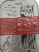 Mängden socker i Sardines à l'huile d'olive extra vierge