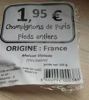 Mängden socker i Champignons De Paris entiers, Barquette 500 g