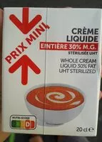 Mängden socker i Crème liquide entière 30% MG