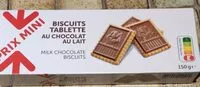 Mängden socker i Biscuits tablette au chocolat au lait