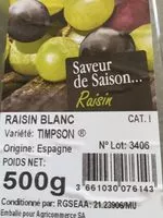 Mängden socker i Raisin sans pépin