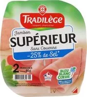 Mängden socker i Jambon supérieur -25% de sel