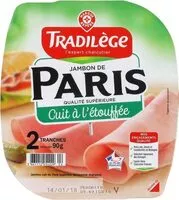 Mängden socker i Jambon de Paris découenné dégraissé 2 tranches