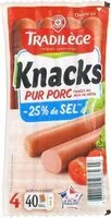 Mängden socker i Saucisses de Strasbourg 25 % de sel en moins x 4