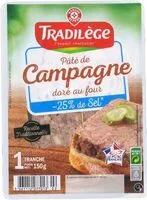 Mängden socker i Pâté de campagne -25% de sel en moins