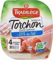 Mängden socker i Jambon supérieur au torchon sans couenne 25% de sel en moins 4 tranches