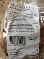 Mängden socker i Pavé de seigle aux raisins