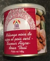 Mängden socker i Mélange noix de cajou et pois vert. Saveur aigre doux Thaï